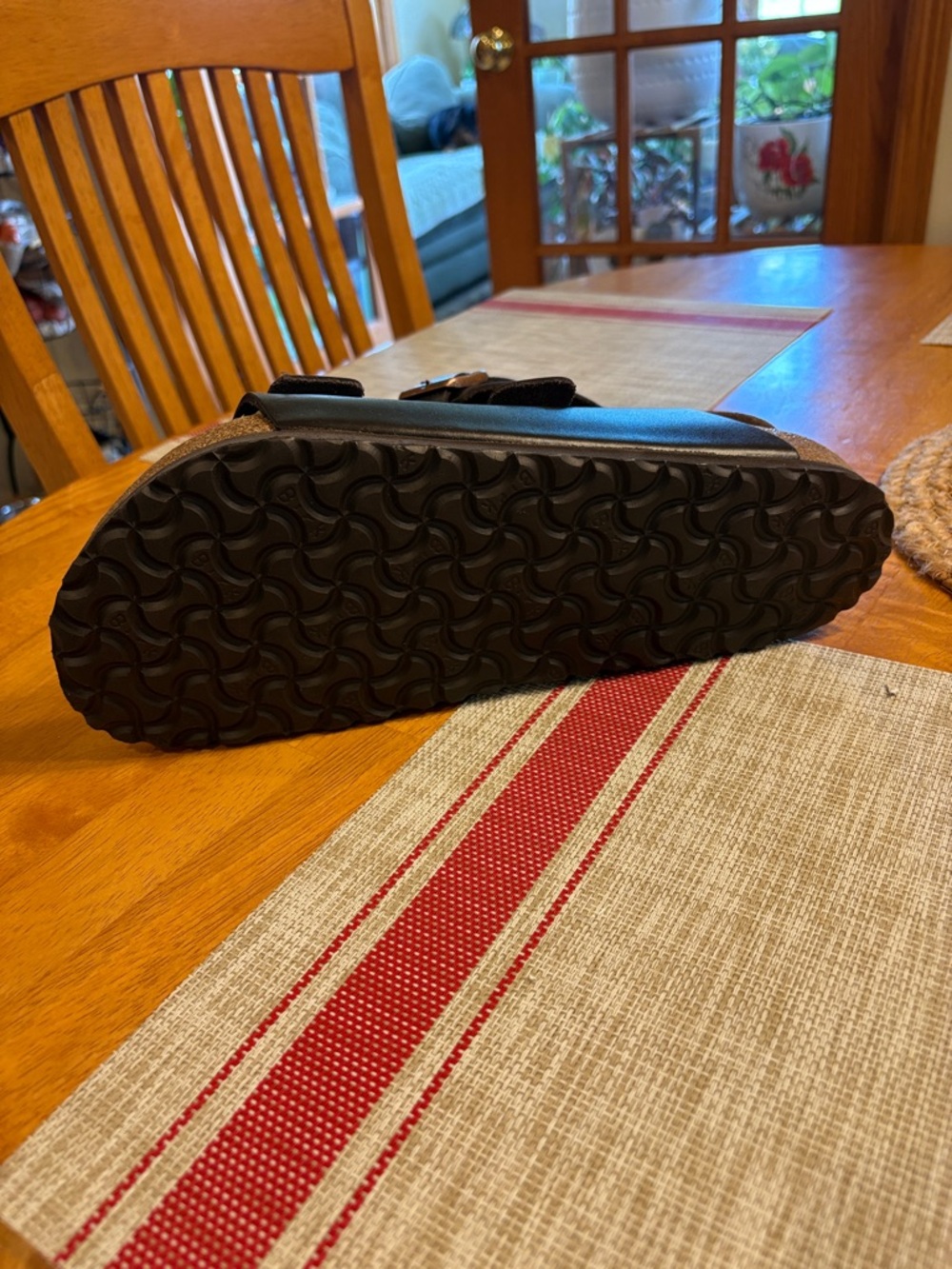 Birkenstock Black Leather Arizona Two-Strap Sandals - Picture 2 of 3